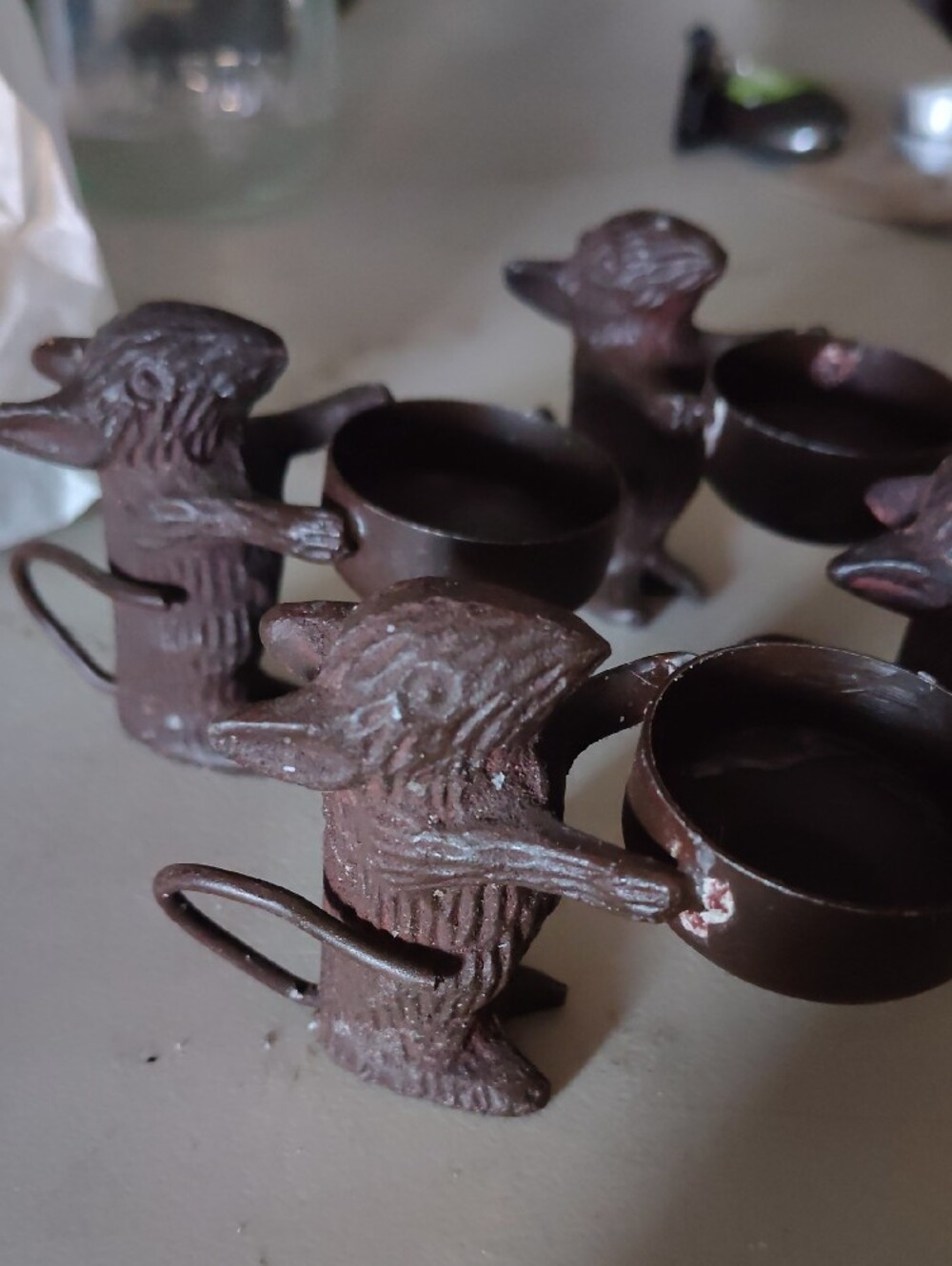 Rustic Brown Mouse Tea Light Holders